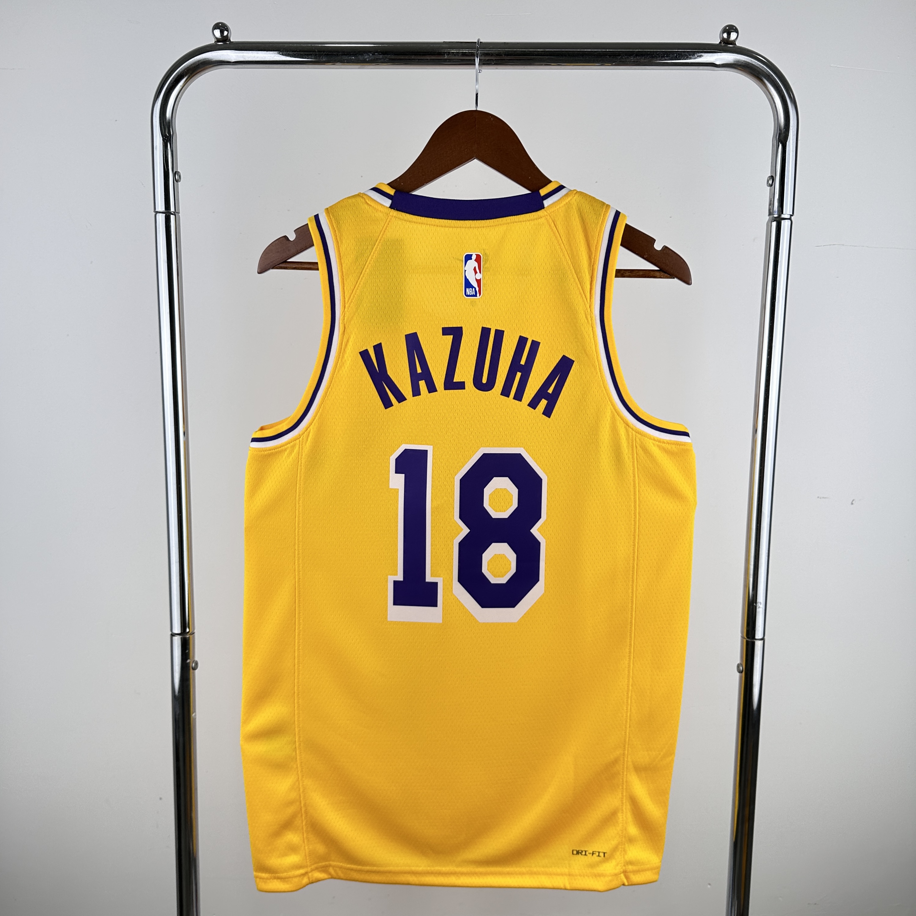 Men Los Angeles Lakers #18 Kazuha Yellow Nike Custom 2024 NBA Jersey